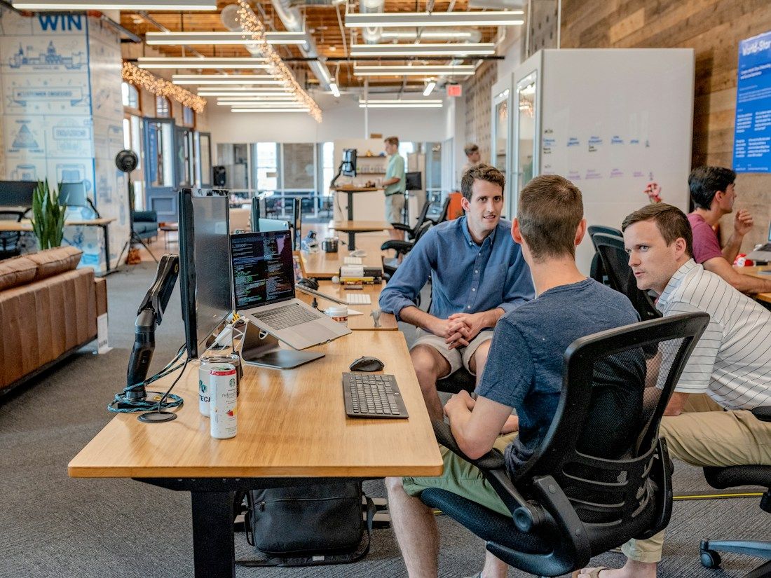 Engineers working in an open office